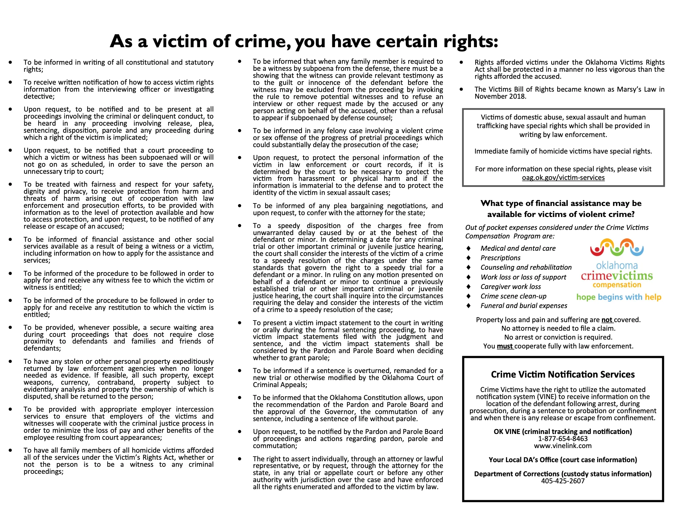 Victims Rights Brochure Inside